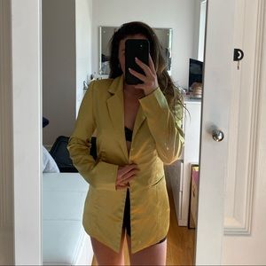Nasty Gal Satin Gold Chartreuse Blazer